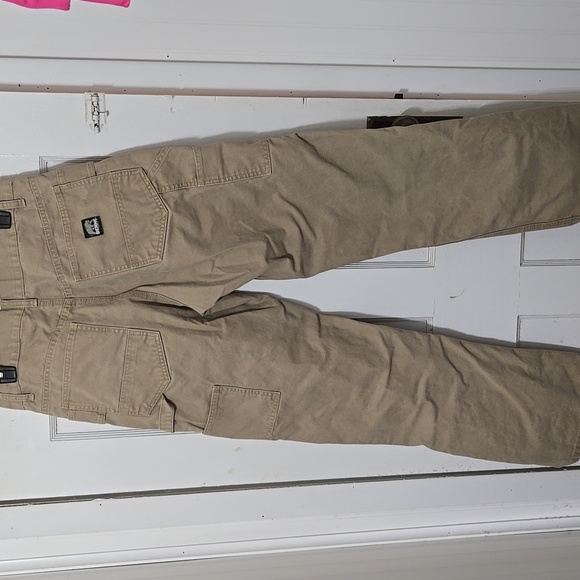Men's BERNE WORK PANTS 32W×34L Good SHAPE!! SEE PICS!! STRONG DURABLE TAN - Picture 2 of 9